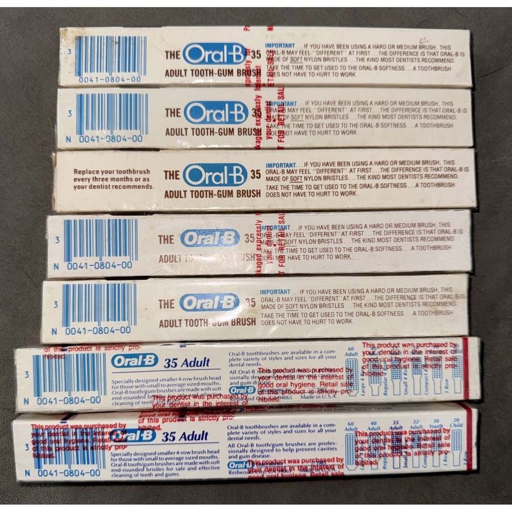 Oral-B Soft Brush - 35 Adult Small‎ 4 ROW Toothbrush Lot of 7 Soft End-Rounded - Picture 4 of 4